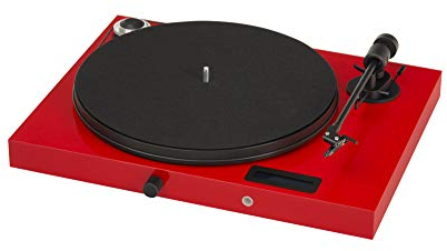 Pro-Ject Audio Systems Juke Box E, “All-in-one Plug & Play” Plattenspielersystem mit BT und Line-Eingang (Rot)