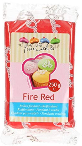 FunCakes Fondant Fire Red: Einfach zu Verwenden, Glatt, Elastisch, Weich und Schmeidig, Perfekt zum Dekorieren von Torten, Halal, Koscher und Glutenfrei. 250 g