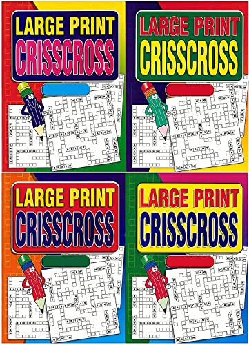 Set of 4 Large Print Criss Cross Puzzle Book Adult A4