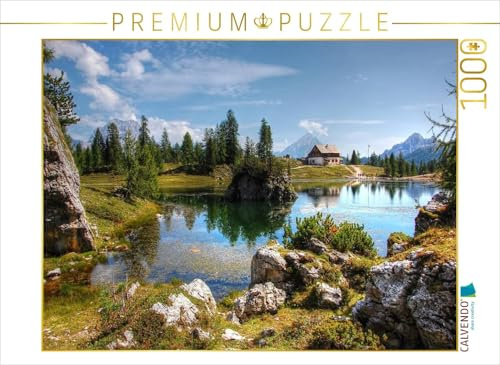 CALVENDO Puzzle Lago di Federa mit Sorapiss und Antelao - erreichbar von Cortina oder Passo Giau | 1000 Teile Lege-Größe 64 x 48 cm Foto-Puzzle für glückliche Stunden