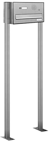 AL Briefkastensysteme 1er V2A Edelstahl Standbriefkasten mit Klingel rostfrei als 1 Fach Edelstahl Durchwurfbriefkasten in Postkasten Briefkasten Design modern