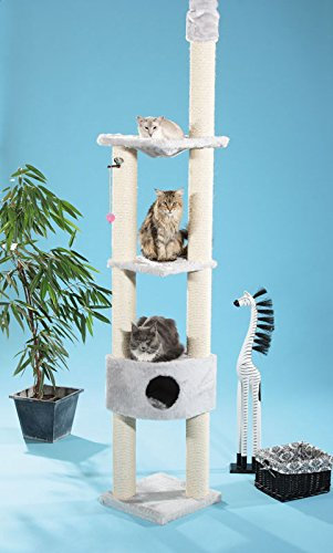 CLEVERCAT Deckenkratzbaum Nina, stufenlos Verstellbarer Schlummertraum für Ihren Liebling, natürlich Made in Germany