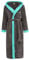 Di Vadini Unisex Herren Damen Bademantel Prato mit Kapuze I Morgenmantel flauschig I Nachtwäsche aus edler Mikrofaser Farbe: anthrazit/Marine, Grösse: L
