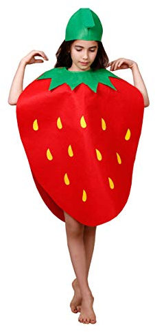 Matissa Costume de fruits, légumes et nature pour enfants – Tenue de soirée déguisée, garçons et filles (fraise)