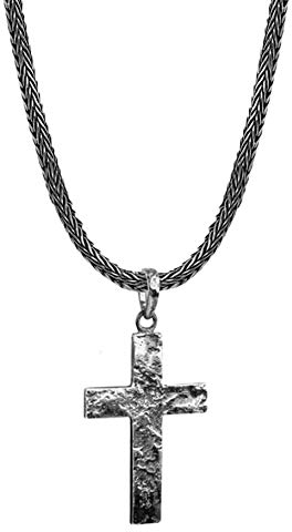 Kuzzoi Herren Silber-Halskette mit Kreuz-Anhänger, 925er Sterling Silber oxidiert, Länge 50cm, Königskette Herrenkette mit Anhänger, ZOI-018
