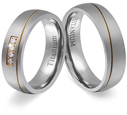 Juwelier Schönschmied - Damen Partnerringe Eheringe Mulini Titan Zirkonia 54-64 T4HDac - Kostenlose Wunschgravur mit AMAZON KONFIGURATOR online gestalten!