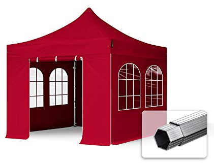 TOOLPORT Faltzelt Faltpavillon Professional 3x3 m mit 4 Seitenteilen - ALU Pavillon Partyzelt in rot