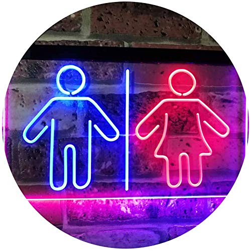 ADVPRO Toilet Man Woman Male Female Washroom WC Restroom Dual Color LED Barlicht Neonlicht Lichtwerbung Neon Sign Blau & Rot 300 x 210mm st6s32-i3047-br