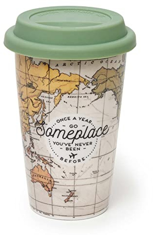 Legami - You Want to Make American, New Bone China Double Layer Porcelain Mug, 300ml, Travel Theme, Keeps Drinks Warm, Dishwasher Safe