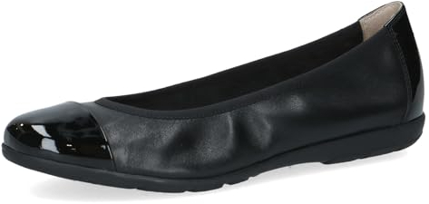 CAPRICE Damen Ballerinas aus Leder mit Lack, Schwarz (Black Comb), 39 EU