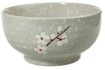 lachineuse - Grand Bol à Ramen Japonais - Teinte Grise ⌀ 16,5 cm - Contenance 1000 Ml - Fleurs de Cerisier - Bol à Riz, Petit Déjeuner & Soupe - Déco d'Asie et du Japon - Cadeau Vaisselle Japonaise