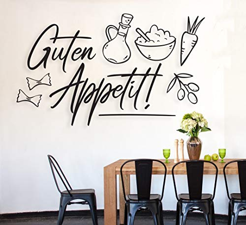 tjapalo® a35 wandtattoo guten appetit Wandtattoo küchensprüche Wandsticker Esszimmer sprüche Küche mordern Wandtattoo Küche lustig, Farbe: Weiß, Größe: B80xH38cm