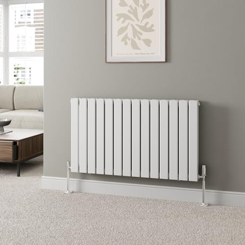 DuraTherm® 600 x 1064mm White Horizontal Designer Radiator Double Column Flat Panel Modern Central Heating Panels Bathroom Radiators