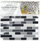 YöL Smoked Glass Backsplash Tiles Peel & Stick 4pcs White Grey Black Home Wall Self Adhesive Stickers