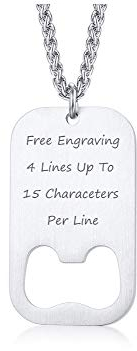 PJ JEWELLERY Free Engraving Stainless Steel Bottle Opener Necklace for Men Dad Groomsmen-Best Gift for Him