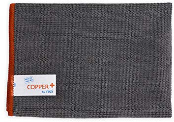 Copper+ Mikrofasertuch von Rezi 32x32 grau - Einzelpackung | Copper Plus Kupfer Microfaserreinigungstuch von Rezi | desinfizieren | antibakteriell und antiviral | für alle Oberflächen