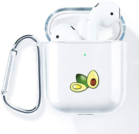 AKABEILA Hülle für Apple Airpods 2 & 1 Case Silikon Transparent Durchsichtig Air pods 1 Schutz hüllen Zubehör [LED an der Frontseite Sichtbar] [Stoßfeste Schutzhülle] Mit Karabiner