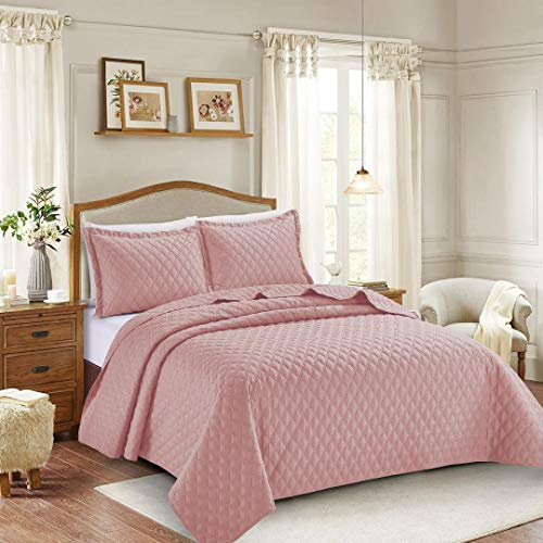 2 Piece Embossed Quilted Bedspread Bed Throw Comforter Set Single Double King Superking
