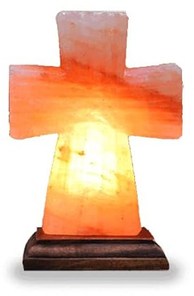 Himalayan Salt Rock Lamp Cross Shaped Hand Carved Salt Lamp with On/Off Switch and Bulb