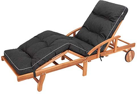 Bjird Liegenauflage, Auflage für Gartenliege 200 x 55 x 8 cm, Auflagen für Deckchair,Polsterauflage für Sonnenliege, Kissen für Liegestuhl, gesteppt - Schwarz