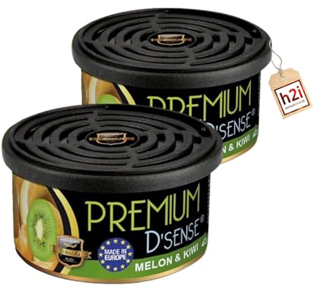 h2i Premium Duftdose | melon & kiwi | 2 Stück | Auto Lufterfrischer und Duftspender für Camping, Büro & Zuhause | 60 Tage frischer Duft mit Mengenregulierung | passt in Getränkehalter | h2i Sticker