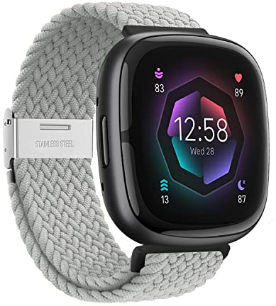 XMUXI Geflochtene Nylonbänder Kompatibel mit Fitbit Versa 3/Fitbit Sense 1 Armband (NICHT für Fitbit Versa 4/Sense 2) mit verstellbarem Metallverschluss Atmungsaktive Strechy Sport Armband (#2)
