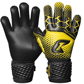 CATCH & KEEP Torwarthandschuhe Kinder Kralle Protector Gelb Gr. 6 I Professionelle Kinder Torwarthandschuhe mit Fingerschutz, Daumenunterstützung & dickerer Handgelenksbandage