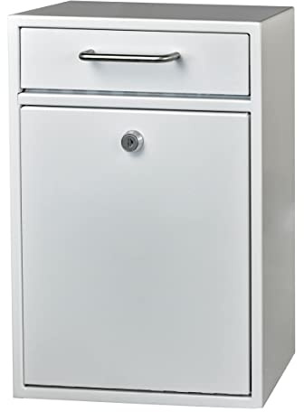 Mail Boss 7420 High Security Steel Locking Wall Mounted Mailbox - Office Drop Box - Comment Box - Letter Box - Deposit Box, Alpine White