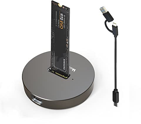 Mackertop USB C Docking Station - M.2 NVMe & SATA SSD to USB Adapter for 2280/2260/2242/2230 Enclosures, Aluminum Alloy