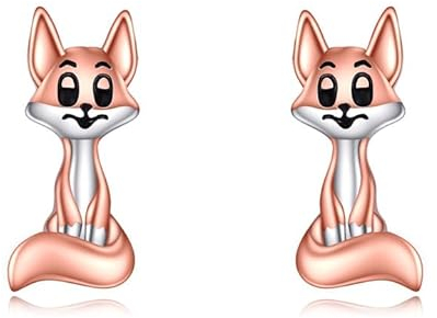 VONALA Fuchs Ohrringe 925 Sterling Silber Niedliche Tier Ohrstecker Hypoallergen Schmuck Geburtstagsgeschenke für Damen Frauen Teenager Mädchen (Fuchs)