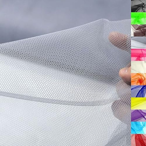TOLKO Tüll Meterware für Vorhang Kleid Hochzeit Party Deko zum Nähen Dekorieren Basteln | feiner Netzstoff uni Tüllstoff als Dekostoff durchsichtig zart | 140cm breit Tüll Stoff Meterware (Hell Grau)