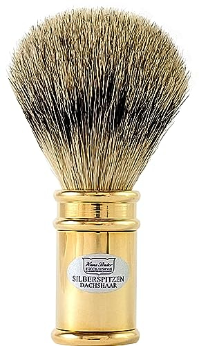 Hans Baier Exclusive Rasierpinsel Griff Metall goldfarben - Größe 1