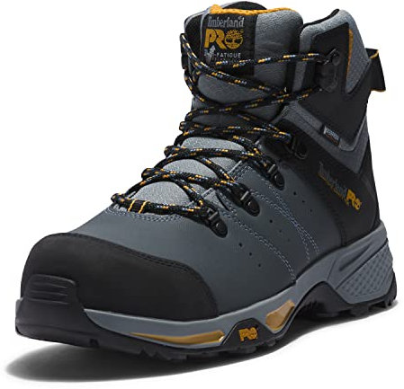 Timberland PRO Switchback - Stivali da lavoro industriali impermeabili con punta di sicurezza composita, 6 pollici, grigio/giallo, taglia 7