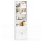 COSTWAY Bibliothèque Étagère 180 cm, Colonne de Rangement 6 Étagères, Armoire d'Affichage à 2 Portes avec Étagère Réglable, pour Salon, Bureau, Chambre, 60 x 24 x 180 cm, Blanc