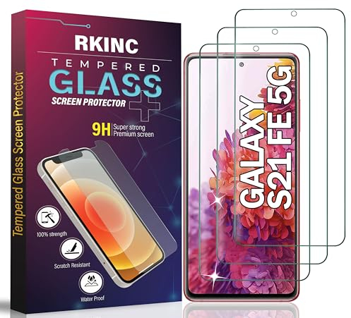 RKINC 3 Stück, Panzerglas Schutz Glas für Samsung Galaxy S21 FE 5G, Panzer HD Displayschutzfolie, 0,33 mm kratzfest, splitterfrei, blasenfrei, lebenslangeGarantie