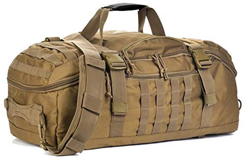 Miramrax Mochila de viaje para hombre, bolsas tácticas grandes, bolsa de gimnasio para viajes nocturnos, entrenamiento militar, deportes, Coyote, 45L, Bolsa de lona