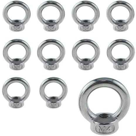 16 Stück Ringmutter M4, 304 Edelstahl, Hebegeräte Zubehör Seilmontage Hebezubehö,für Hubringmutter for Befestigen Sie Hängende Ornamente, Blumentöpfe, Schaukelständer usw
