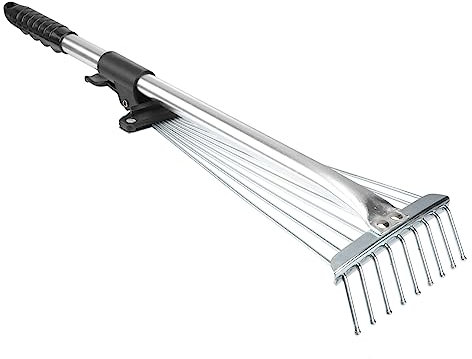 BESPORTBLE Gartenrechen Aus Laubrechen Für Zähne Einziehbare Stange Aus Aluminiumlegierung Zum Entfernen Von Laub Und Abfällen Im Garten Bauernhof