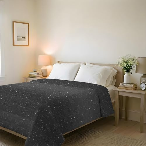 Italian Bed Linen Leichte Steppdecke & Übergangsdecke Basic 250x240 cm - Bügelfreie Mikrofaser Tagesdecke 100g für Französisches Bett - Sommer & Frühling Decke - Stars Grigio