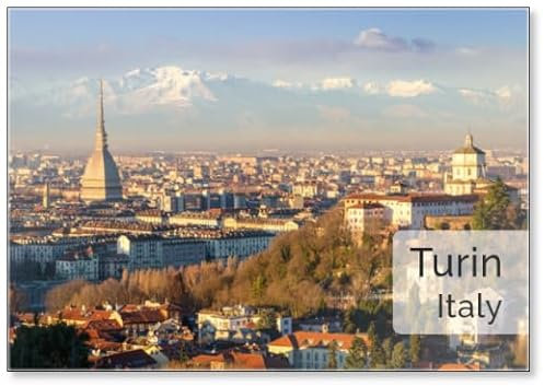 Kühlschrankmagnet Turin (Torino) Panorama mit Maulwurf Antonelliana und Alpen