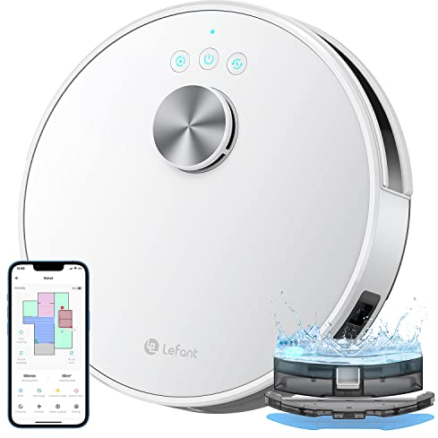 Lefant M1 Robot Vacuum Cleaner with Mop Room Mapping 4000Pa, LDS Navigation SLAM Algorithm Virtual Boundary, 32cm DIA Laser Robotic Vacuum Wi-Fi/App/Alexa Control