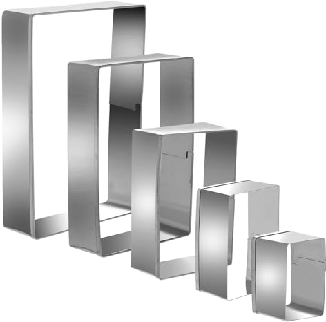 Molain Lot de 5 emporte-pièces rectangulaires en acier inoxydable - Moules à biscuits géométriques - Moules à pâtisserie carrés - 2,5 cm de profondeur