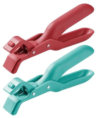 2 pinzas antiquemaduras, pinzas de plástico, pinzas de silicona antideslizantes, pinzas para cocinar al vapor, pinzas de cocina, utensilios de cocina, herramientas de cocina para barbacoa, ensalada