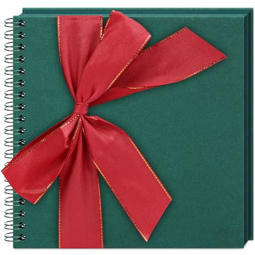 Vienrose Album Photo Scrapbooking, Album de Souvenirs, DIY, 20,5 x 20,5 cm, 40 Pages, Couverture en Papier Kraft avec 3 Autocollants, Idéal pour Voyage, Bébé (Vert de Noël)