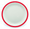 Harfield Duo White Plate with Red Rim 23cm (Pack of 4) Shatterproof Reusable Polycarbonate Plastic Dishwasher Safe