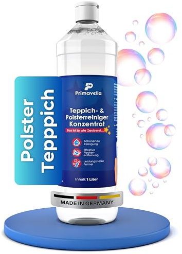 Polsterreiniger Percy - Waschsauger (Polsterreiniger) - Primavella Polsterreiniger Konzentrat 1 Liter - Teppich- und Polsterreiniger für Waschsauger & Nasssauger – Reinigung für Auto, Sofa & Couch