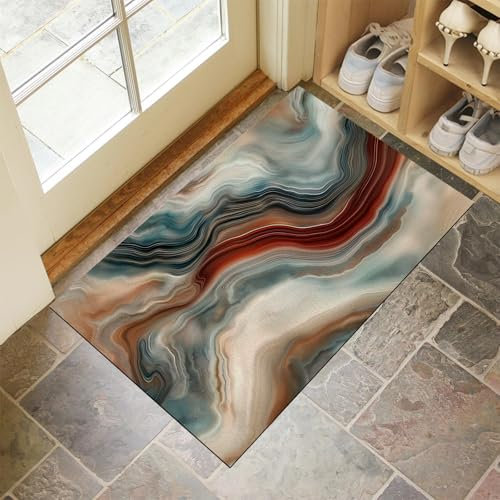MULERN Schmutzfangmatte Innen 80X120Cm - Maschinenwaschbare Fußmatte, Sauberlaufmatte, Allmähliches Marmormuster Eingangstürmatte Mit Wasserabsorbierenden, Fussmatte Für Hund, Eingang, Haustür & Flur