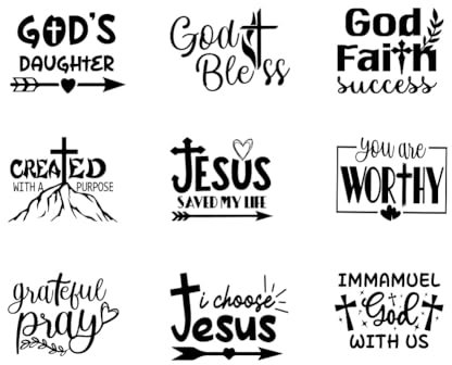 SUPERDANT 12Pcs Jesus Iron On Transfer Paper Bible Quotes Heat Transfer Sticker DIY Iron-on Decals Washable DTF Transfers Ready to Press for T-Shirt Clothing Bags Jacket Decor