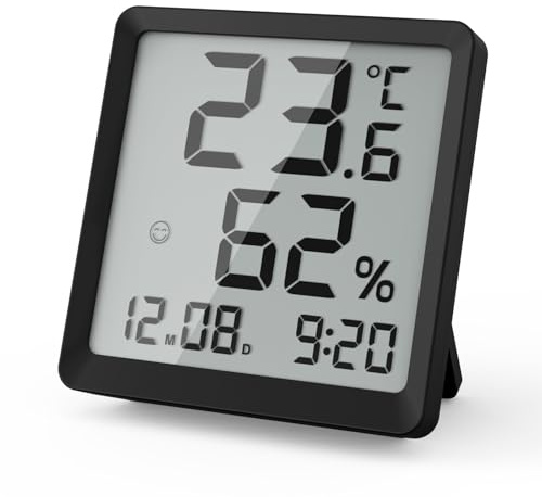 Aolyty Kleine digitale LCD-Wanduhr mit magnetischer Anziehungskraft (schwarz)