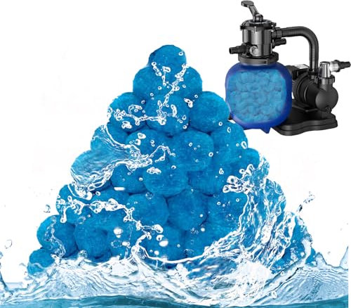 Filterbälle Pool Für Sandfilteranlagen 1400g Filterbälle Pool Für Pool Ersetzen Ersatz Für 50Kg Filtersand Und Quarzsand, Geeignet Für Pool Filter Schwimmbad Filteranlage(mit Wäschenetz) (Blue)